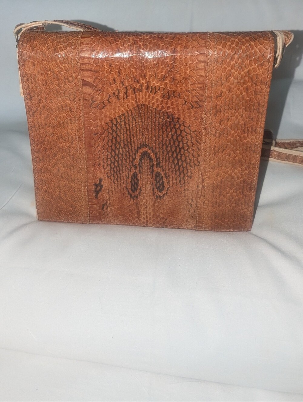 Vintage Brown Snakeskin Crossbody Bag